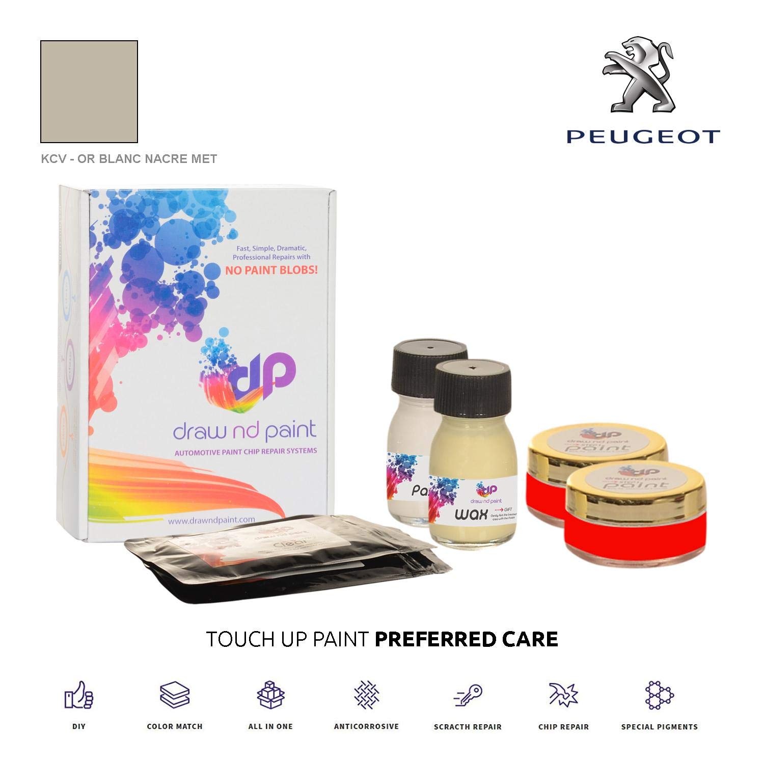 DrawndPaint for/PEUGEOT 407 Coupe/OR BLANC NACRE MET - KCV/TOUCH-UP PAINT SYSTEM EXACT-MATCH/PREFERRED CARE