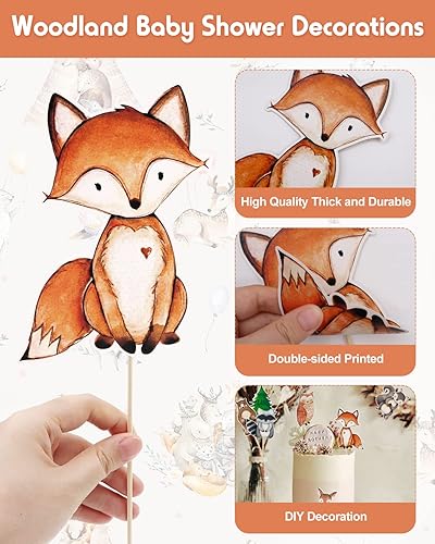 Miniatura 3 de 24 piezas de decoración de baby shower, decoración de baby shower, decoración floral de bosque de animales, centros de mesa para amigos del bosque,