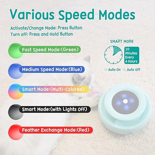 Miniatura 44 de ORSDA Juguetes interactivos 2 en 1 para gatos de interior, bolas de juguete automáticas para gatos, juguetes de plumas emboscadas con 6 plumas
