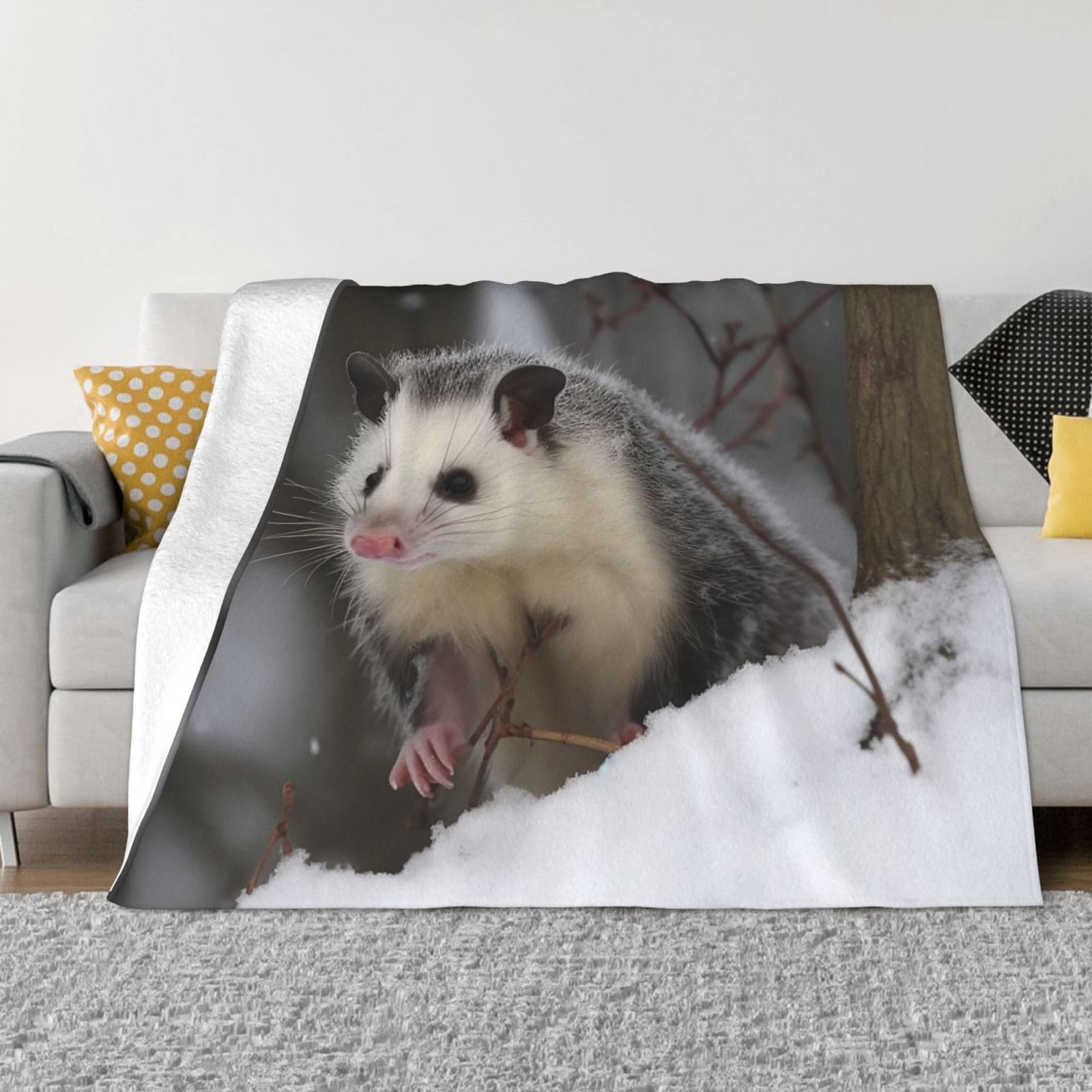 Couverture chaude opossum plaid flanelle microfibre lit et sofa douillet