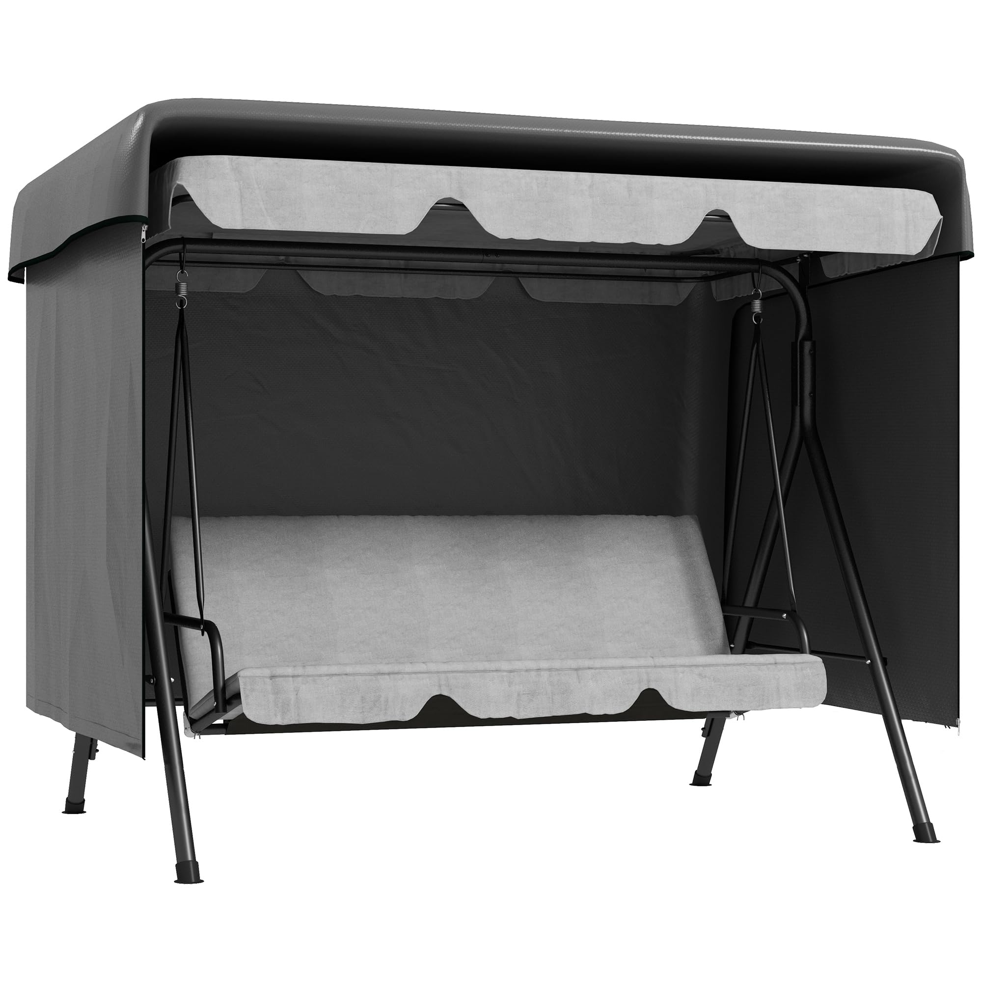 Outsunny Patio 3 Seater Swing Chair Bench Cover Outdoor Garden Furniture Rain Protection Cover Protector Waterproof Anti-UV, 215L x 155W x 150Hcm, Dark Grey โ image 1