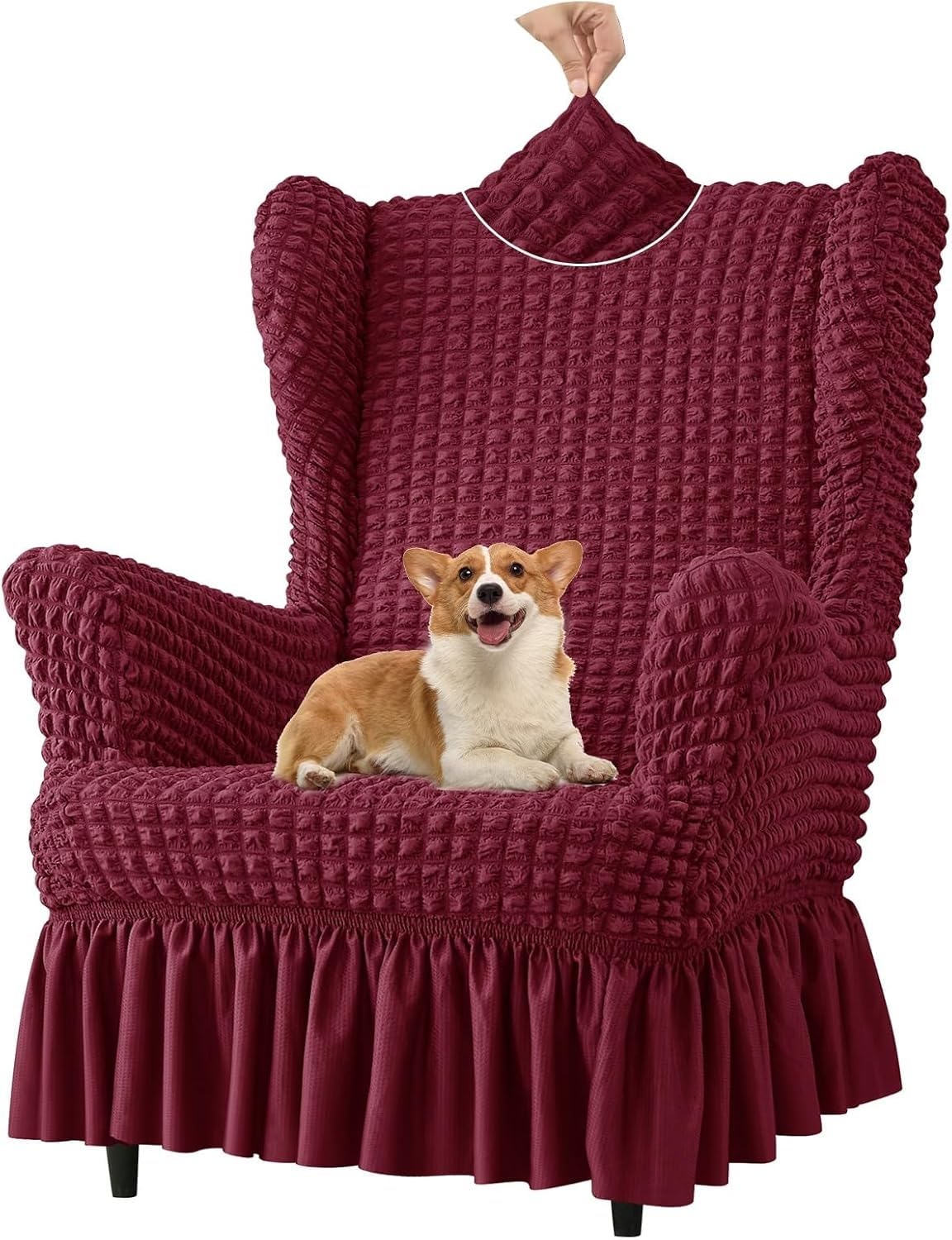 Housse de chaise à dossier ailé parfaite pour le salon chaleureux