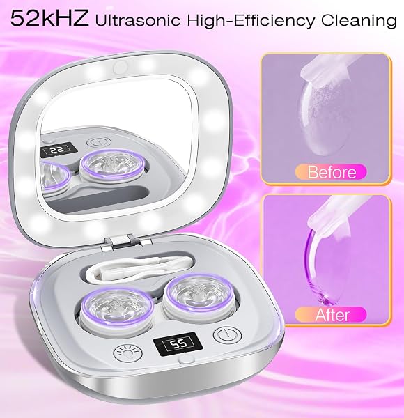 Ultrasonic Contact Lens Cleaner Machine Portable with 3 Smart Cleaning Modes, Ideal for Home and Travel - 2
