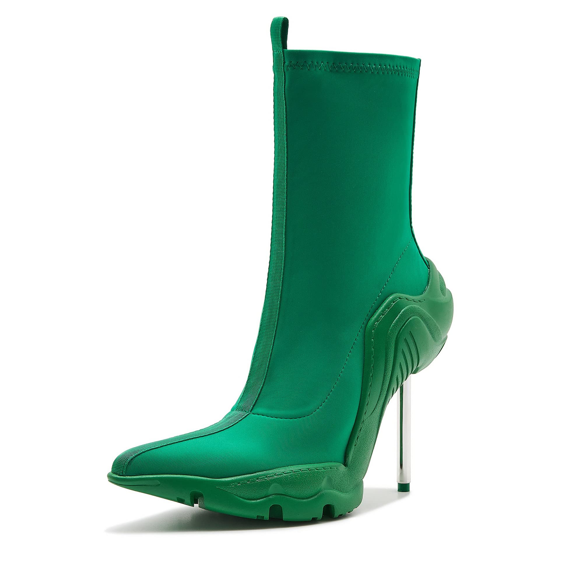 Tsrenlmln Women's Ankle Boots High Heel Boots for Women Stiletto Heel Boots Fashion Pointed Toe Ankle Booties for Women Womens Elastic Fabric 8cm Heel