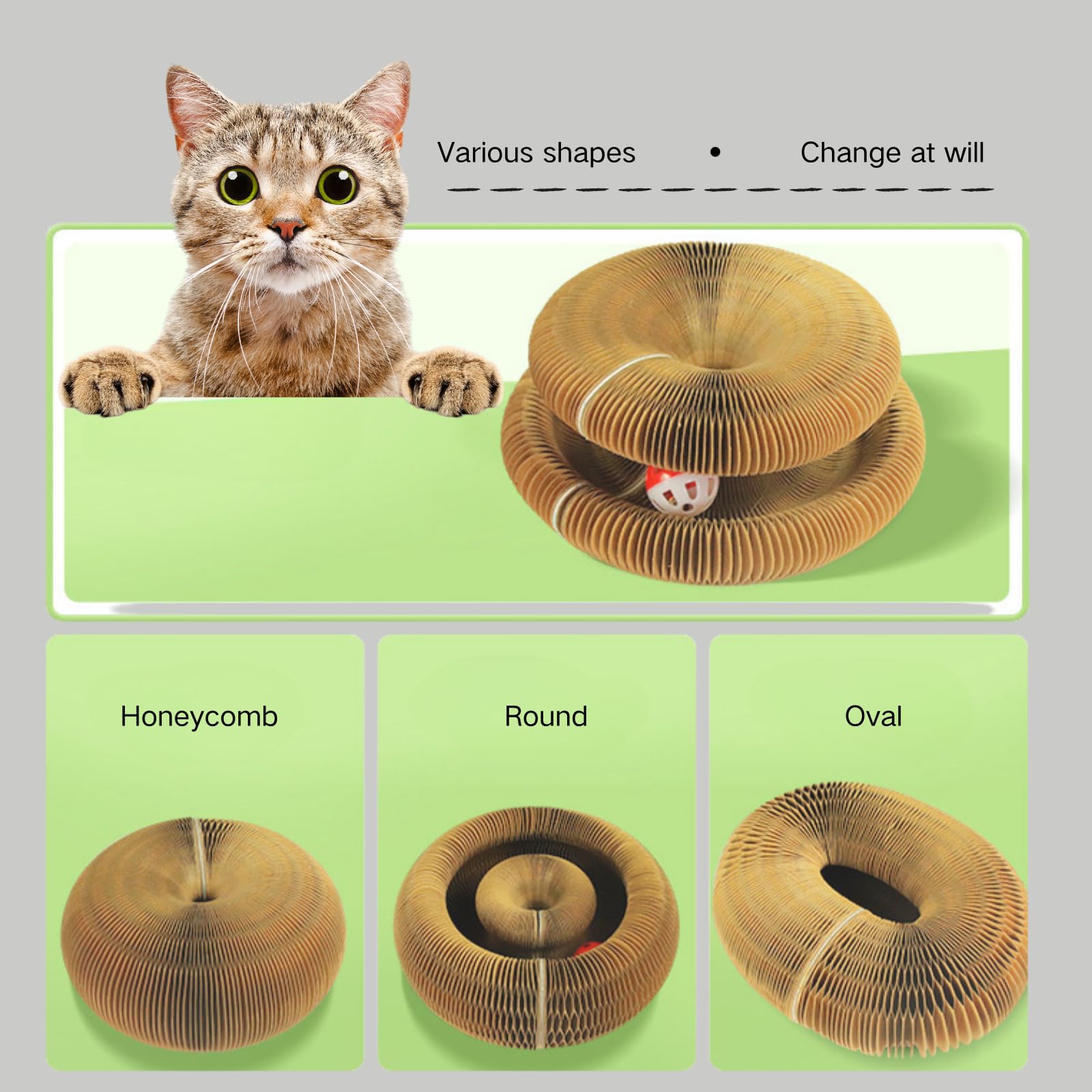 HUPIRCT Magic Organ Cat Scratcher Board, Cardboard Cats Toy with Bell, Magic Organ Toy, Recyclable and Durable, Suitable for Indoor pet Interactive Exercise