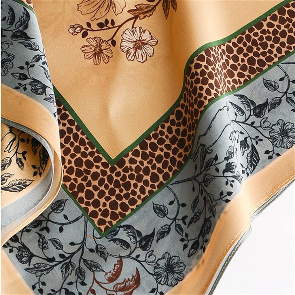 SUOXU Sciarpa di seta da donna, 100% seta di gelso, sciarpa da donna, sciarpa quadrata in raso, sciarpa da collo in seta, accessori per ragazze, con motivo originale dipinto a sabbia (53