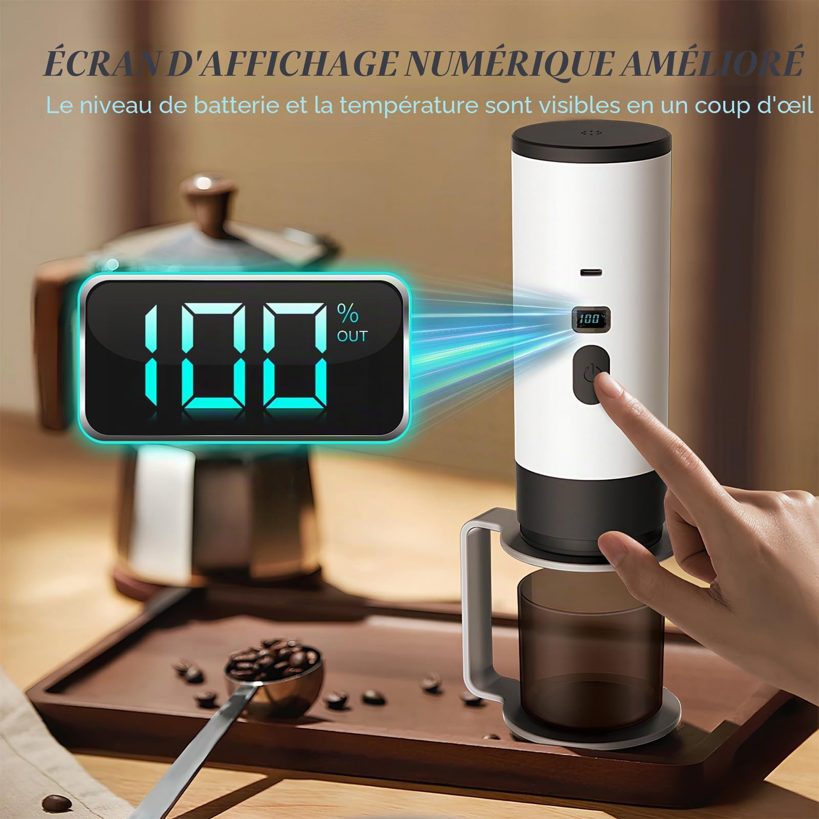 3 en 1 Machine à Café Multi Capsules, CafetièRe Portable, CafetièRes Expresso à Capsules Et Café Moulu, Machine à Expresso éLectrique, 15 Bar, Pour Bureau Voyage Camping Maison (Couleur champagne)