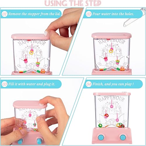 Miniatura 6 de Zhanmai Juego de 16 mesas de mano para anillos de agua, juegos de agua, juegos de baloncesto para niños y adultos (Macarrón, azul, rosa)