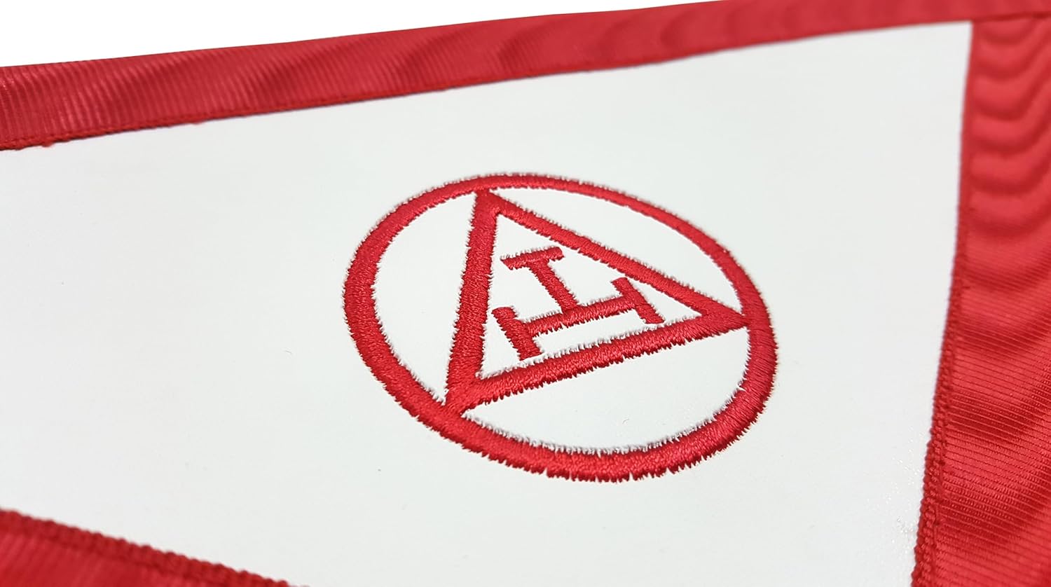 Bricks Masons Tyler Royal Arch Chapter Officer Apron - Red Machine Embroidery