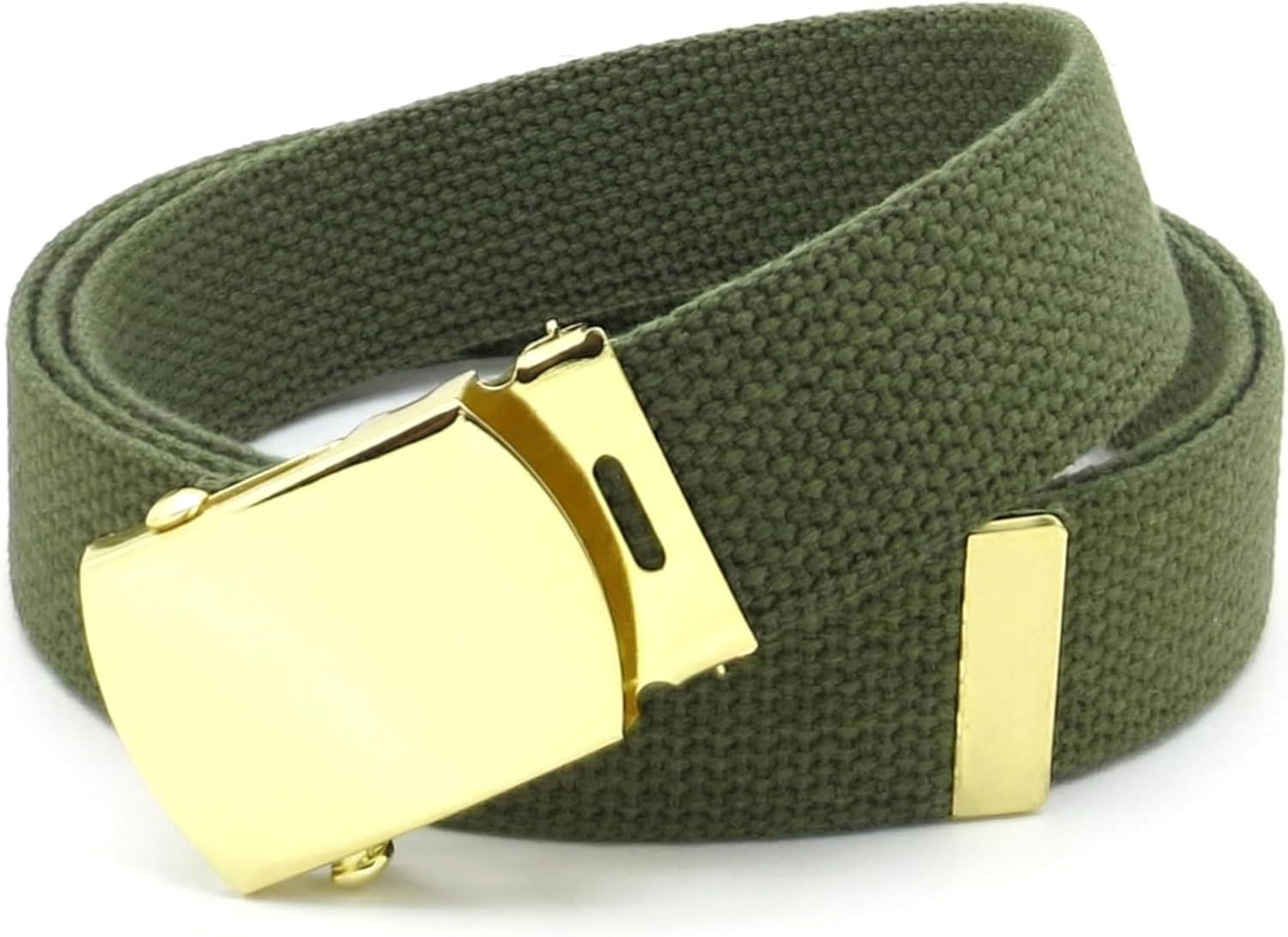 Canvas Web Belt Military Style with Brass Buckle and Tip 54" Long Many Colors - Image 3