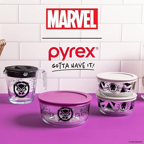 Miniatura 3 de Pyrex Prep & Store - 8 recipientes de vidrio para almacenamiento de alimentos con (1) taza medidora de 2 tazas con tapa, (2) almacenamiento de