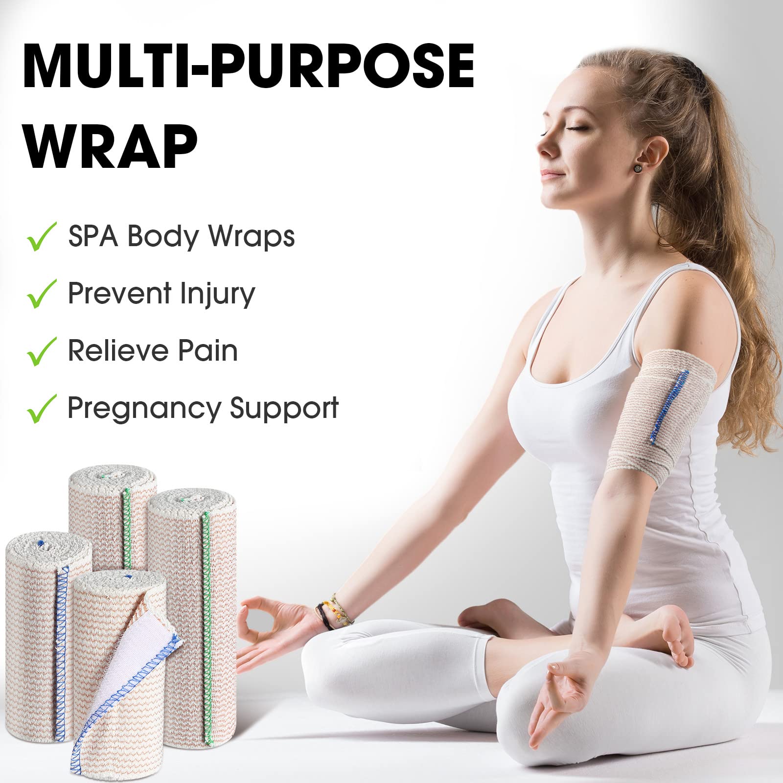 30 bende elastiche a compressione, con chiusura automatica, lavabili, riutilizzabili, per slogature e lesioni sportive (10,2 cm, 15,2 cm di larghezza)