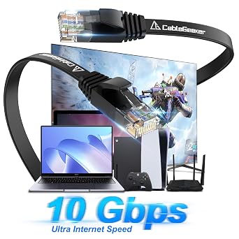 Cat 6 Ethernet Cable 5 ft (5 Pack) (at a Cat5e Price but Higher Bandwidth) Cat6 Internet Network Cable Flat - Ethernet Patch Cables Short - Computer LAN Cable with Snagless RJ45 Connectors