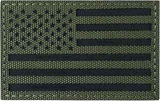 Reflective USA Flag Patch Infrared IR US USA American Flag Patch Embroidered Hook Loop Fastener Backing Emblem 2"x 3.14" (USA Flag-Army Green）