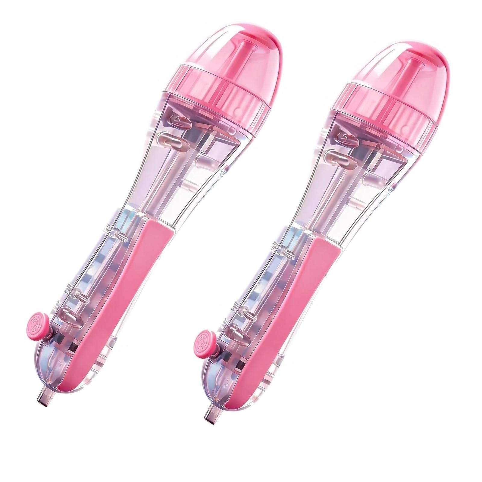 2Pcs Fuse Bead Pen, Ergonomic Perler Bead Pen with Push-Button Design, Large Capacity Molten Bead Dispenser with Transparent Pen Body, Practical Bead Tools for School Craft Classes & DIY Projects