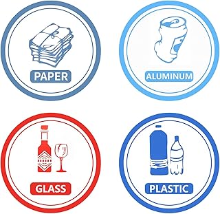 Zonon Recycling and Trash Can Sorting Sticker 3.5 x 3.5 Inch Adhesive Recycle Garbage Decal - Waterproof, Adjustable Sign for Waste Sorting (12 Pieces)