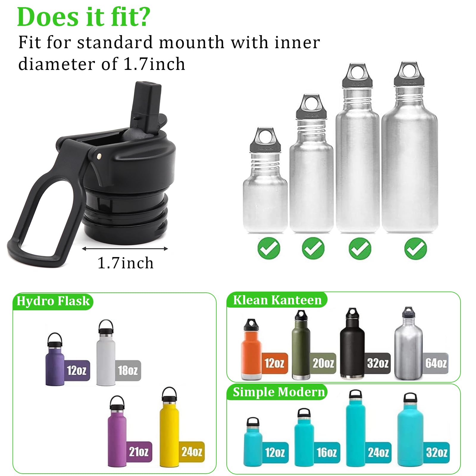 PHULWEL Straw Lid for Hydro Flask Standard Mouth Lid with Straws Fits Hydroflask Standard Mouth - Image 3
