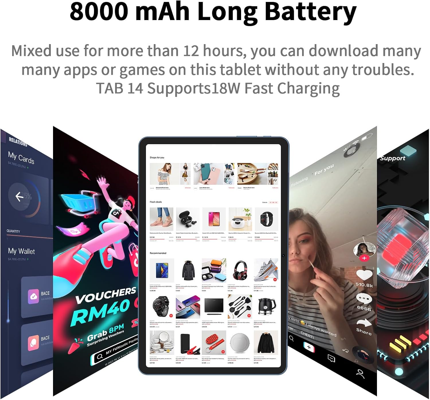 VASOUN M50 Tablet with 8000 mAh battery icon