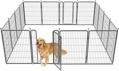 FXW Aster - Corralito para perros diseñado para patio, 40 pulgadas de altura para perros medianosgrandes, 16 paneles