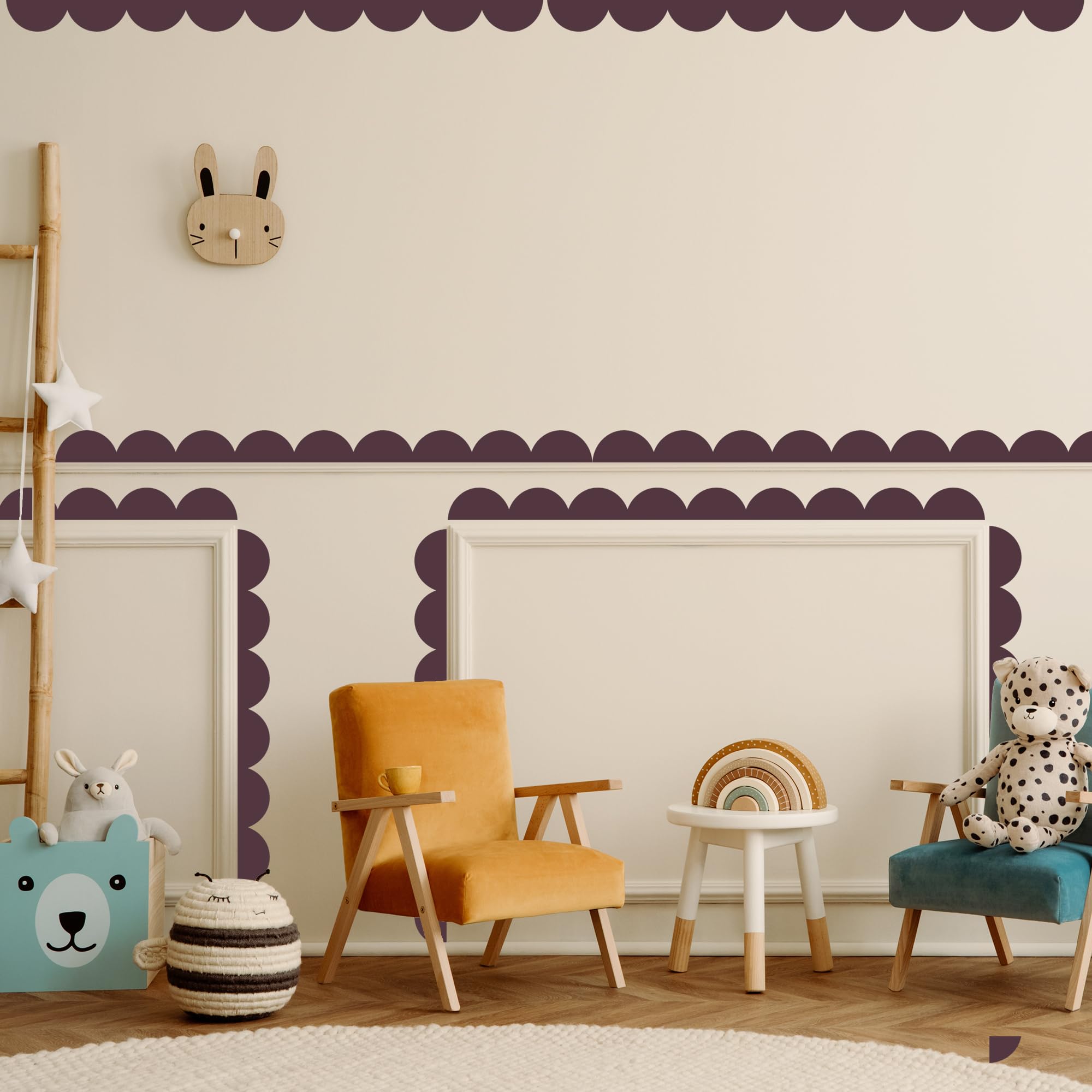 Autocollant mural festonné mûres déco chambre bébé scandinave bohème