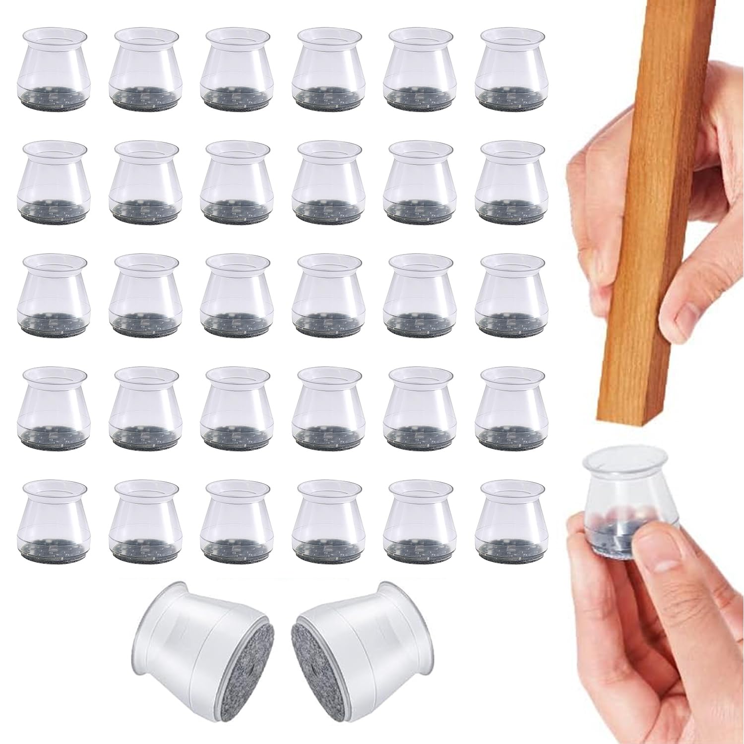 VIGRAF® 32 Protectores para Patas de Sillas de Silicona | Tacos para Sillas de Patas Cuadradas, Redondas y Otras Configuraciones.
