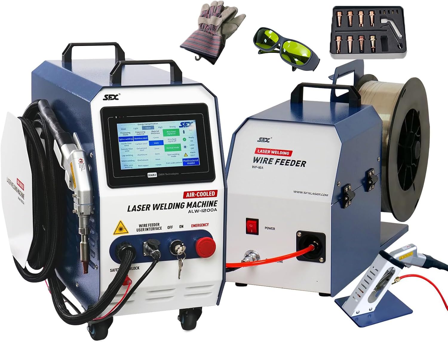 US Stock 1200W Handheld Laser Welding Machine, Air-Cooled Portable Laser Welder with Auto Wire Feeder for Stainless Steel, Aluminum & Metal Class 1 Laser Output Power 0.39mW ALW-1200A | US Stock 1200W Handheld Laser Welder with Auto Wire Feeder