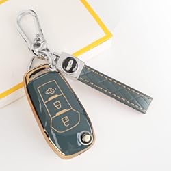 Carcasa de TPU para llave inteligente de coche con protección de 360°, compatible con Ford Fiesta, Mondeo, Galaxy, Fusion, Focus, Kuga (tipo B, gris oscuro)