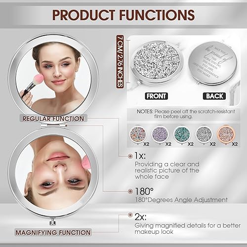 Miniatura 2 de Unittype 10 piezas de regalo de agradecimiento a los empleados, espejo compacto inspirador, regalos de agradecimiento, espejo de bolsillo de viaje a