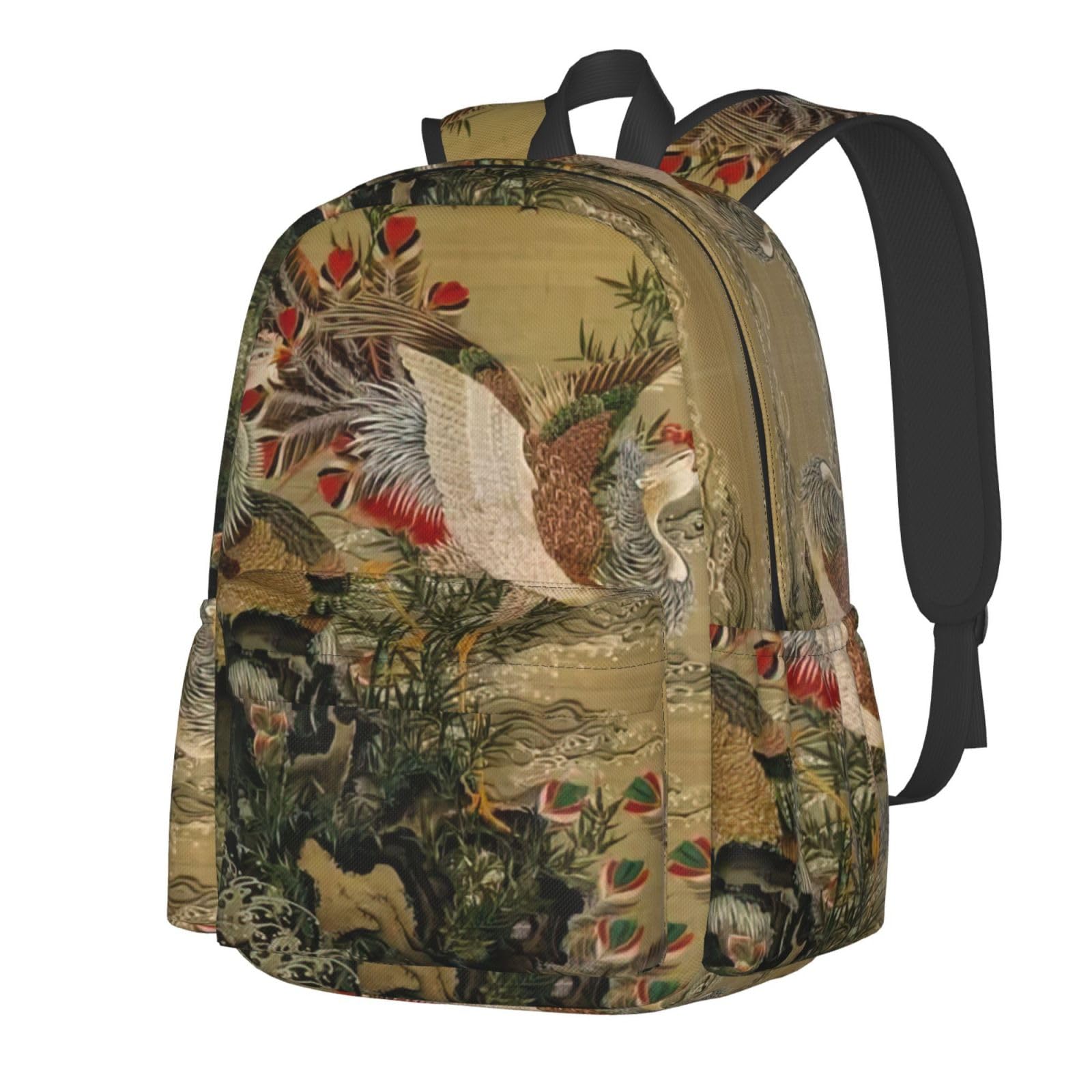 388 帯リメイク　鳳凰の縦型リュック　3wayバッグ Amazon.co.jp: 伊藤若冲シリーズ 旭日鳳凰図 リュック リュックサック