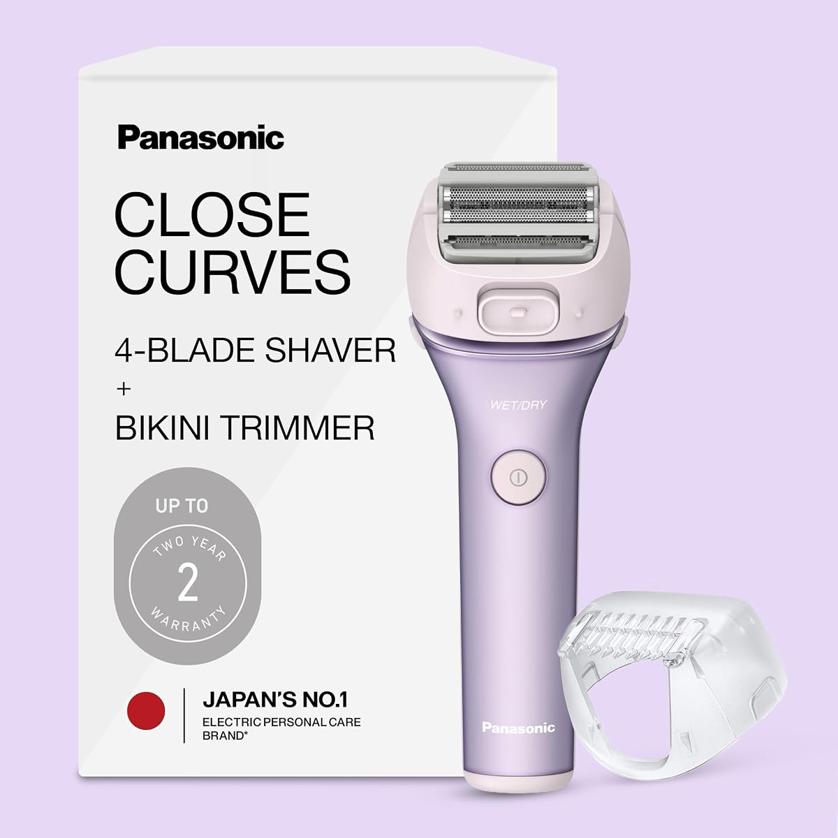 Afeitadora eléctrica para mujeres, afeitadora inalámbrica de 4 hojas, accesorio para bikini, recortadora emergente, operación en seco y húmedo, afeitadoras eléctricas para mujeres - ES-AWL8AV (púrpura)