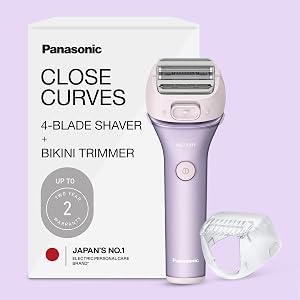 Panasonic Electric Shaver for Women, Cordless 4-Blade Shaver, Bikini Attachment, Pop-Up Trimmer, Wet Dry Operation - ES-AWL8AV (Purple)