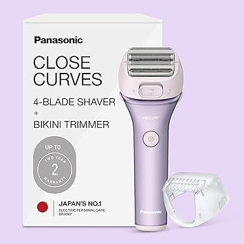 Panasonic Electric Shaver for Women, Cordless 4-Blade Shaver, Bikini Attachment, Pop-Up Trimmer, Wet-Dry Operation, Electric Razors for Women - ES-AWL8AV Purple