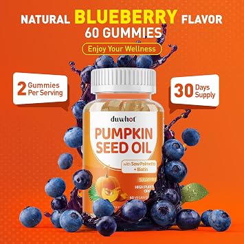 Pumpkin Seed Oil Gummies, Pumpkin Seed Oil Supplements with Saw Palmetto | With Biotin for Skin & Hair Growth, Cold Pressed Pumpkin Seed Extract with Stinging Nettle for Prostate Health