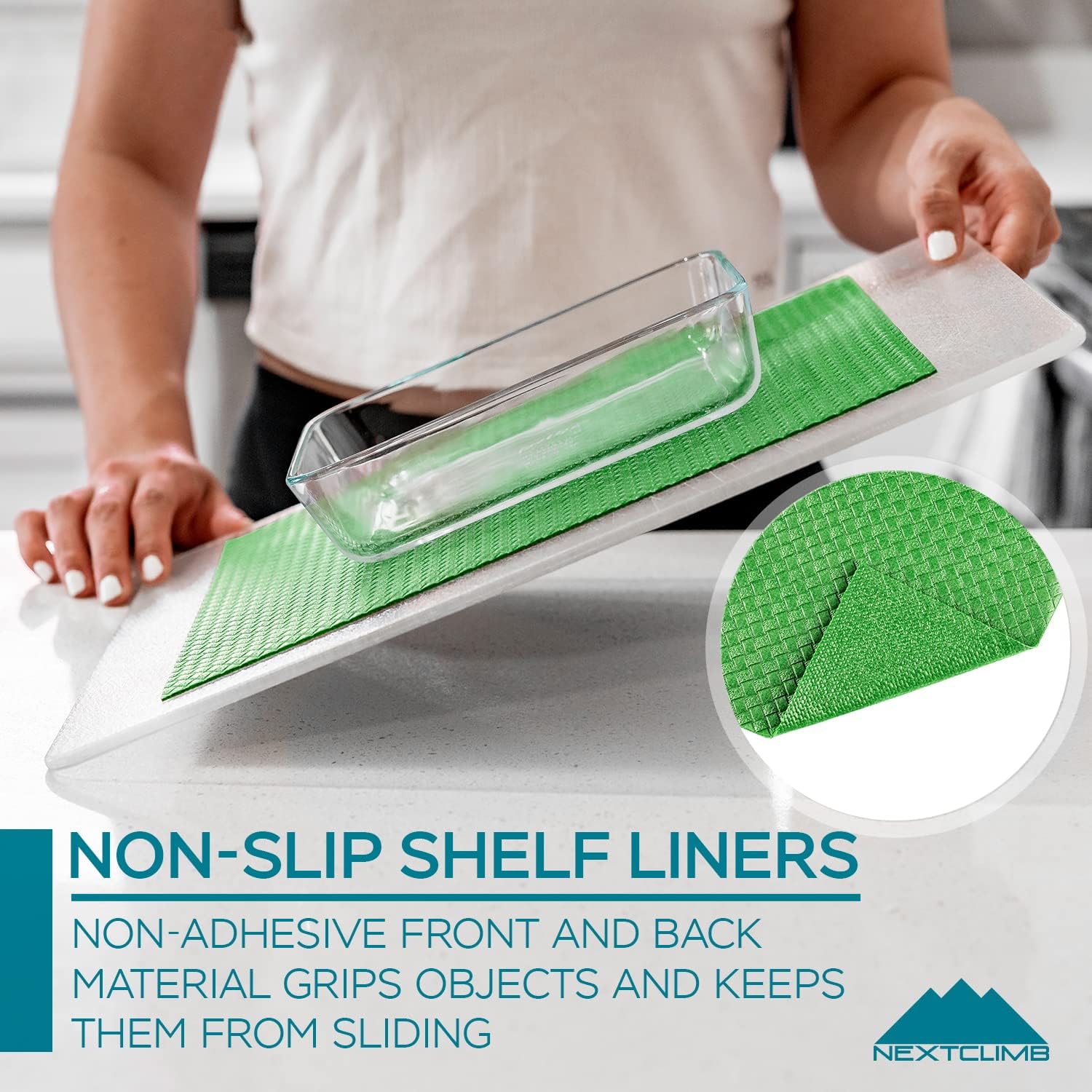 Drawer and Shelf Liner - Truly Non-Slip, Non-Adhesive, Kitchen Cabinet Liners - Heavy, Thick, Durable, Waterproof - Easy Cut to Fit and Protect Any Shelves, Tool Box, Bathroom Surfaces (20 FT, Green)