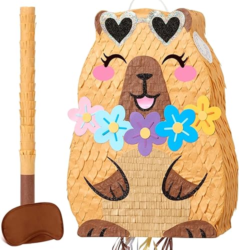 Miniatura 18 de Piñata plegable de unicornio, suministros para fiesta de cumpleaños, piñata extensible con bate y flecos, decoración de fiesta temática, piñatas