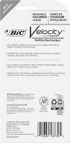 Miniatura 2 de BIC Velocity - Recambios de lápiz mecánico con plomo de colores, punta media (0.028 in), colores surtidos, paquete de 36 unidades