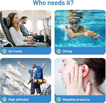 Ear Pressure Relief Device, Eustachian Tube Unclogger Balanced Ear Pressure for Flying Diving Swimming