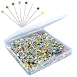500PCS Sewing Pins for Fabric, Straight Pins with Colored Ball Glass Heads Long 1.5inch, Quilting Pins for Dressmaker, Jewelry DIY Decoration, Craft and Sewing Project by Sunenlyst