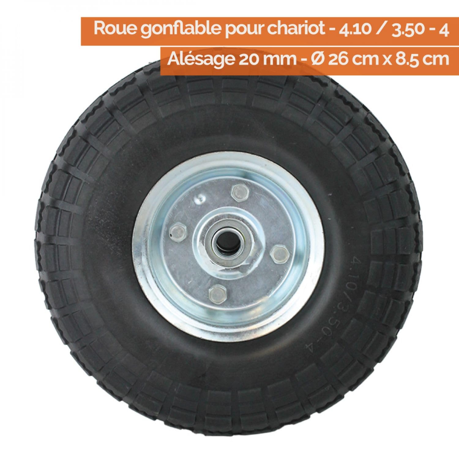 Linxor - Lot de 2 Roues gonflables pour Chariot 4.10/3.50-4 - Alésage 20 mm