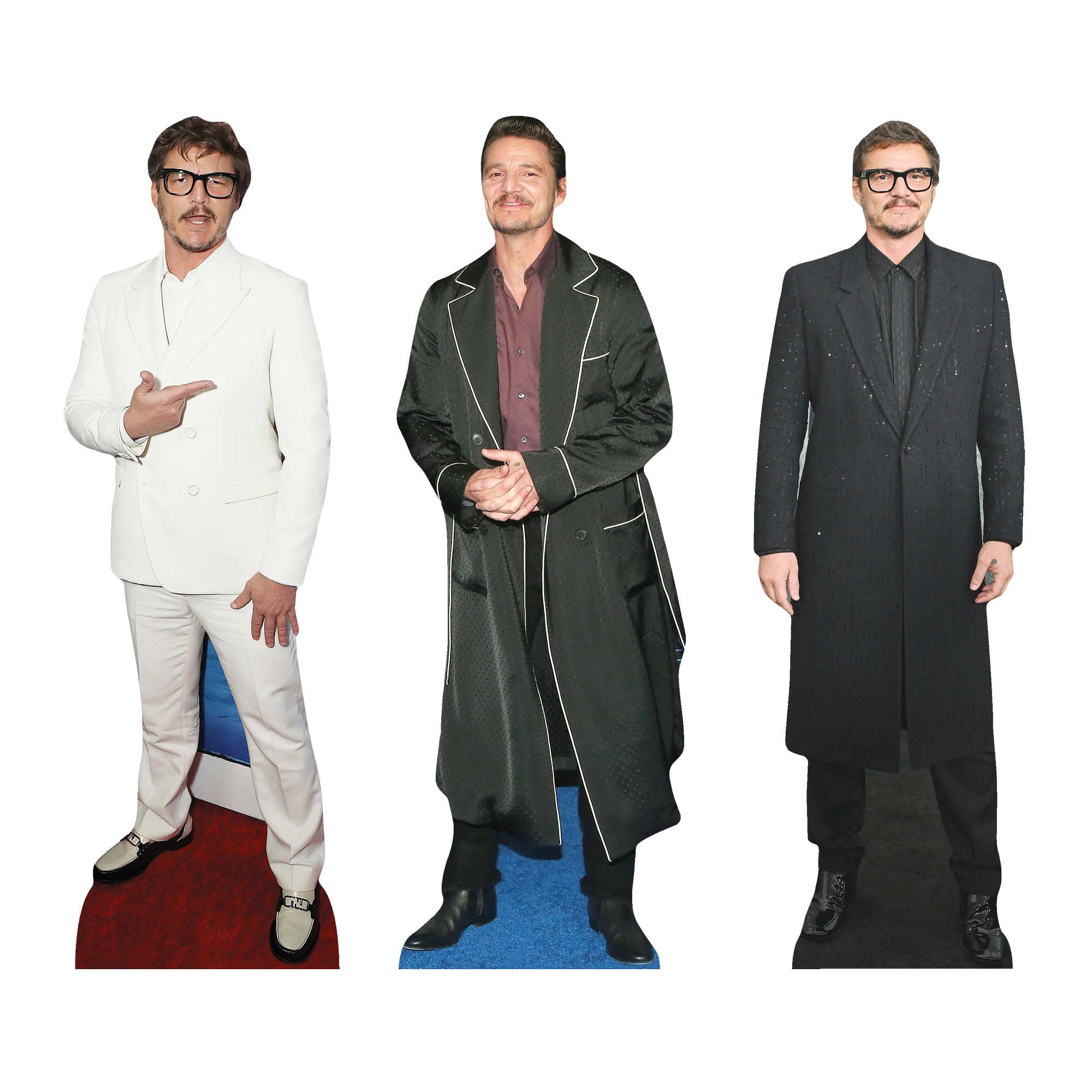 Star Cutouts CS1194 Pedro Pascal Three Pack Shelf Top Cardboard Cutouts Height 32cm - Ideal for Movie Theme, Parties, Birthdays & Fans, Room Decorations & Events