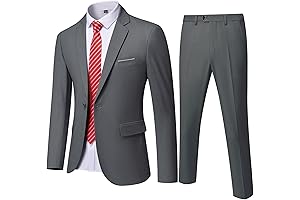 Men's Slim Fit Two-Piece Grey Suit