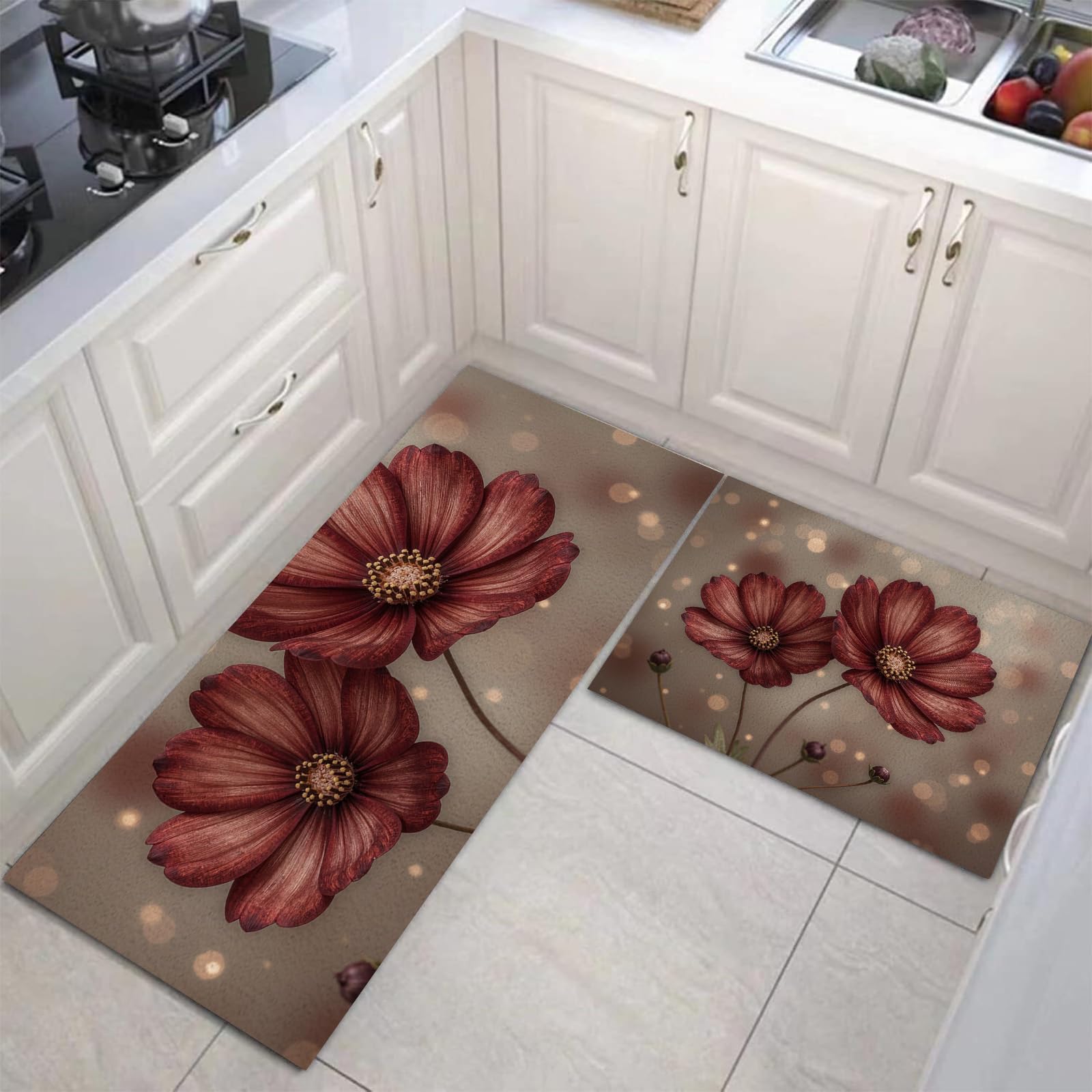 Alfombras de cocina de gran diseño floral cosmos para suelos de salón y oficina