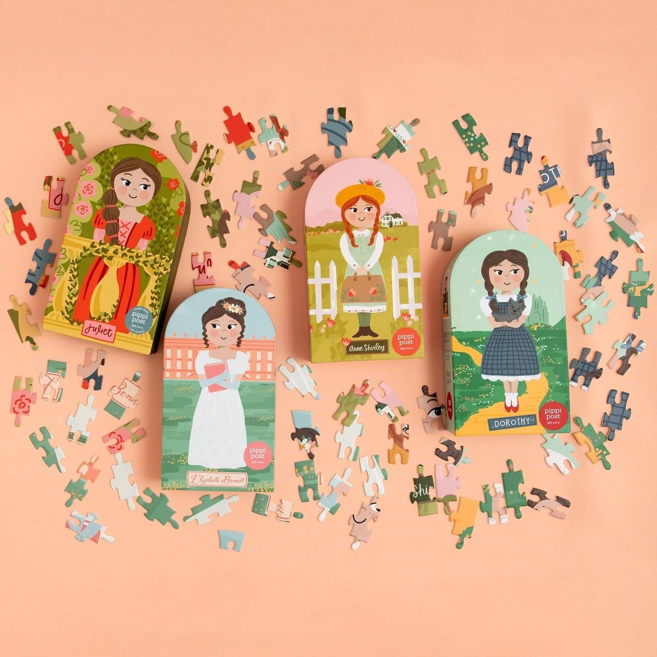 Pippi Post Anne Shirley Jigsaw Puzzle, 100 Pieces, Anne of Green Gables Theme, 9" x 18" Completed Size, Includes 4" x 7.5" Art Print