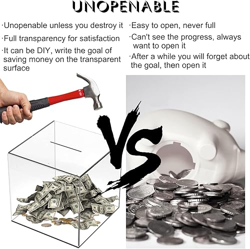 Miniatura 2 de Alcancía indispensable – 2023 1 alcancía de acrílico transparente de 5.9 pulgadas para adultos y niños, caja de tarro de dinero transparente