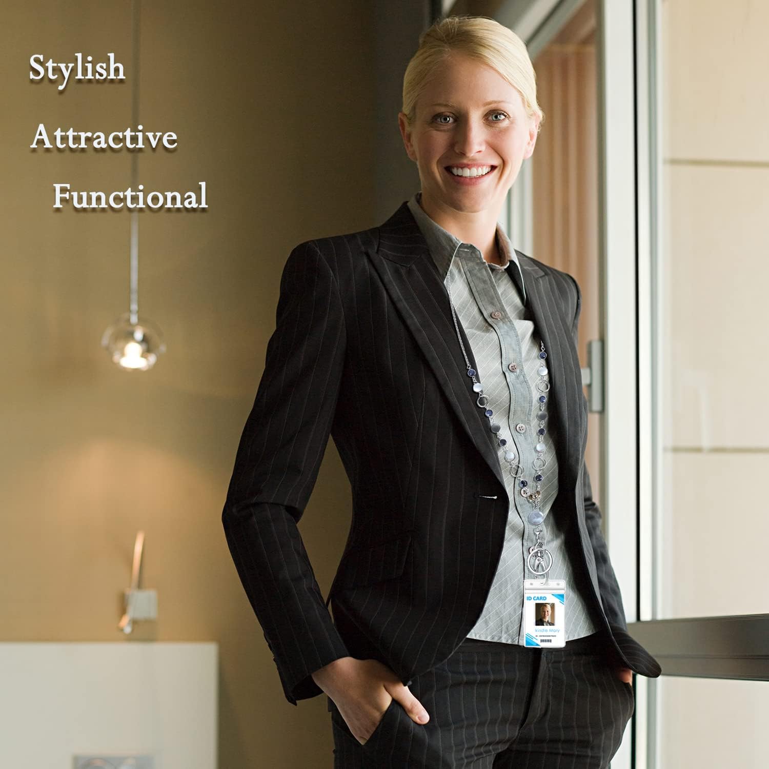 Teacher Lanyard Lanyards for Keys ID Badges Women Necklace Long Keychain Beaded Lanyard with ID Holder Cute Stainless Steel Chain Female Nurse Work Jewelry Back to School Teacher Gifts - Image 4