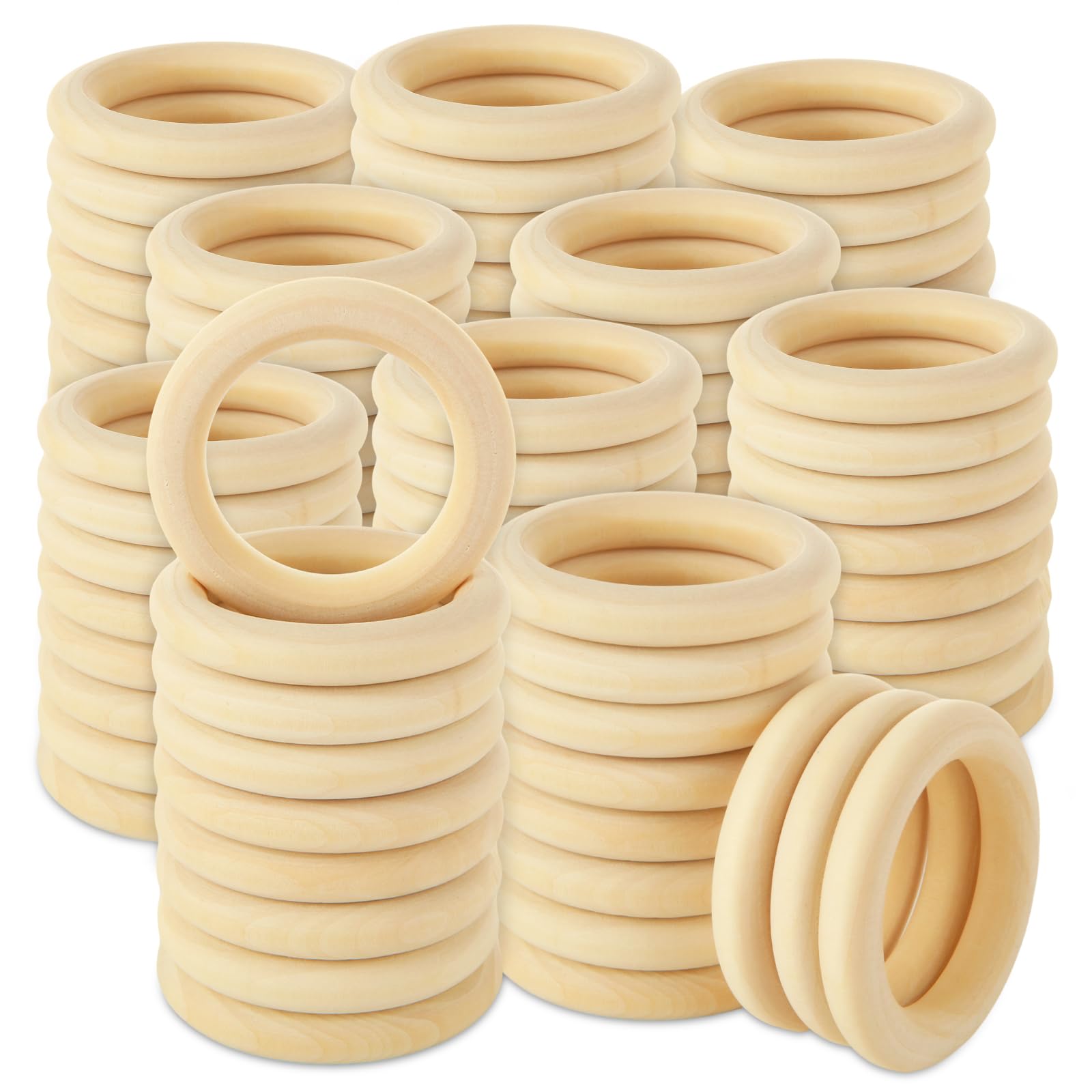 Anneaux en bois de 50 mm pour rideaux et suspensions de plantes bohèmes