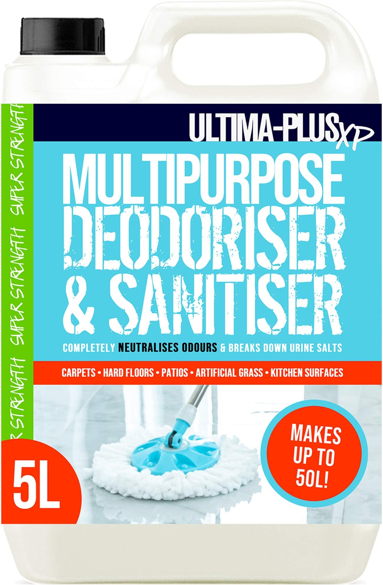 Multipurpose Deodoriser and Sanitiser - Neutralises Odours and Breaks Down Urine - Perfect for Hard Floors, Surfaces, Patios, Artificial Grass and More (5 Litres)