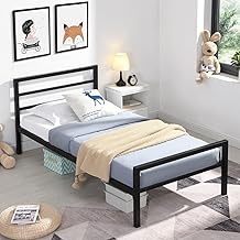 سرير متر 100 سم - معدن - أسود - شامل مولل خشبيه