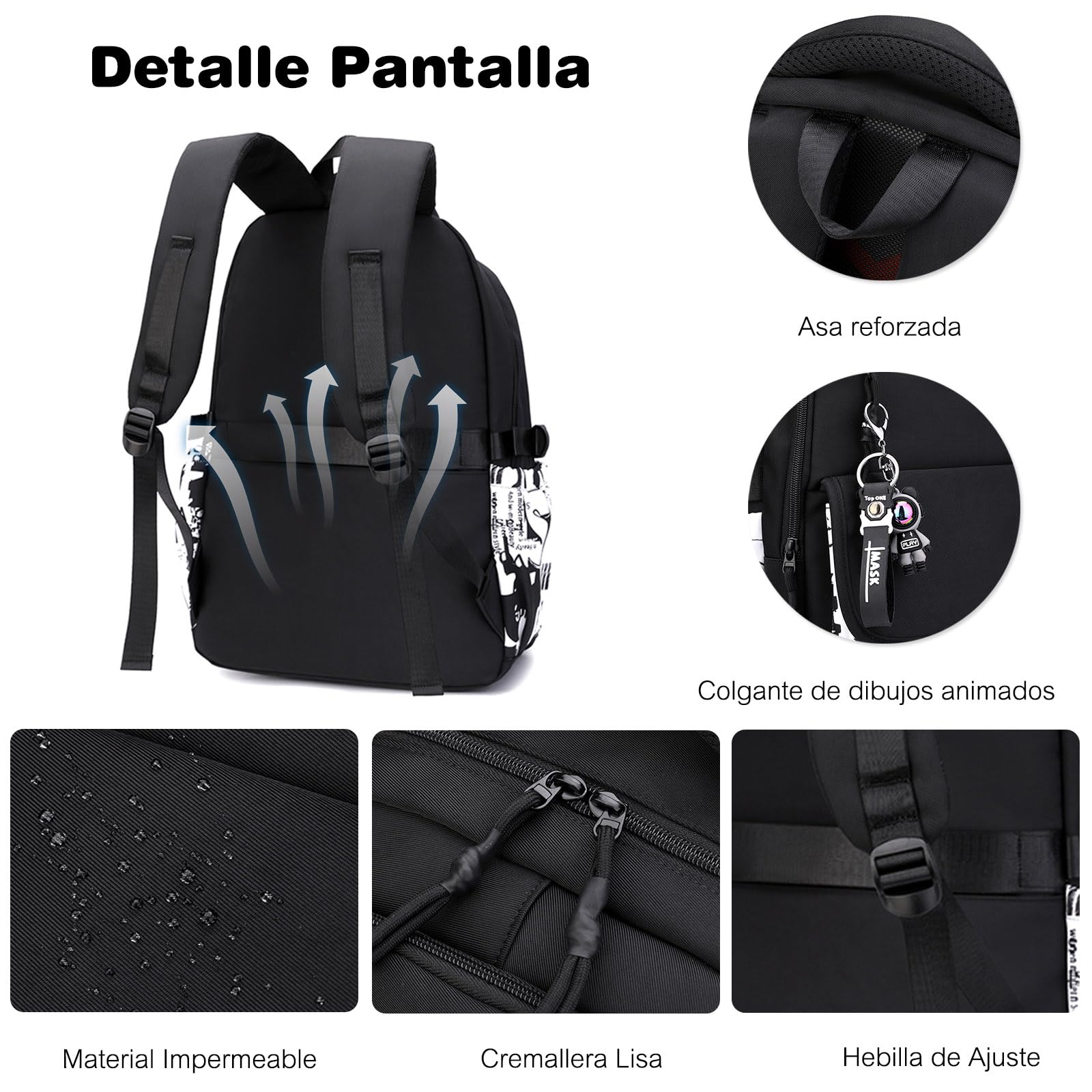 FANDARE Niño Mochilas infantiles con Colgante Mochila Escolar para Niños y Niñas Mochilas tipo casual Bolsas escolares Estudiante Universitario Adolescentes marcha Mujeres Hombre Bolsos mochila