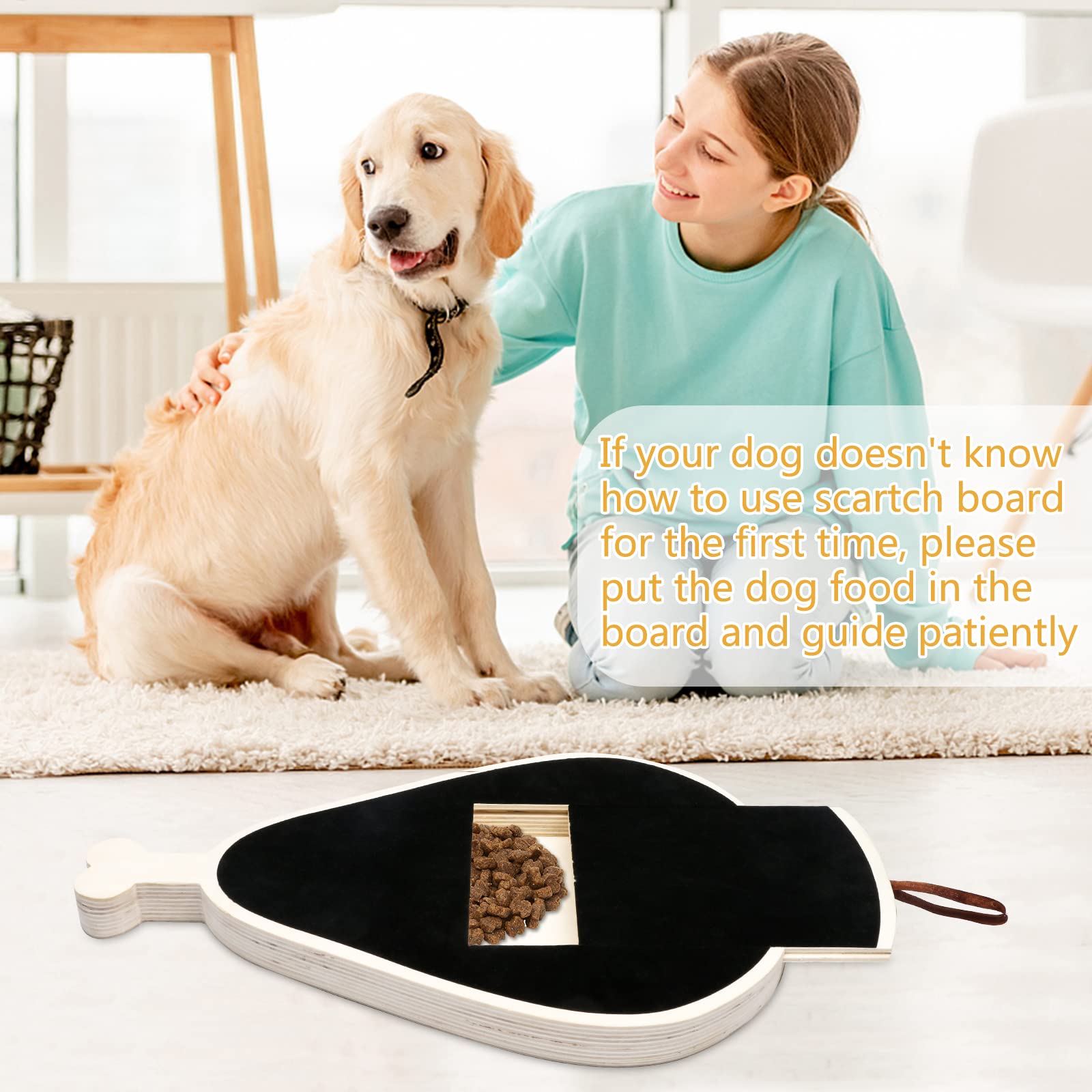 Kilolemo Dog Scratch Pad for Nails, Wooden Dog Nail File Toy with Treat Drawer Fear Free Dogs Paw Care, Alternative to Dog Nail Clippers No Need Trimming Dog Nail Board